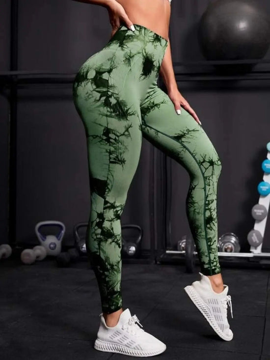 Seamless High Waist Leggings Women Tie Dye Leggings Fitness Sports Running Yoga Pants Hip Liftting Elastic Knitting Tights