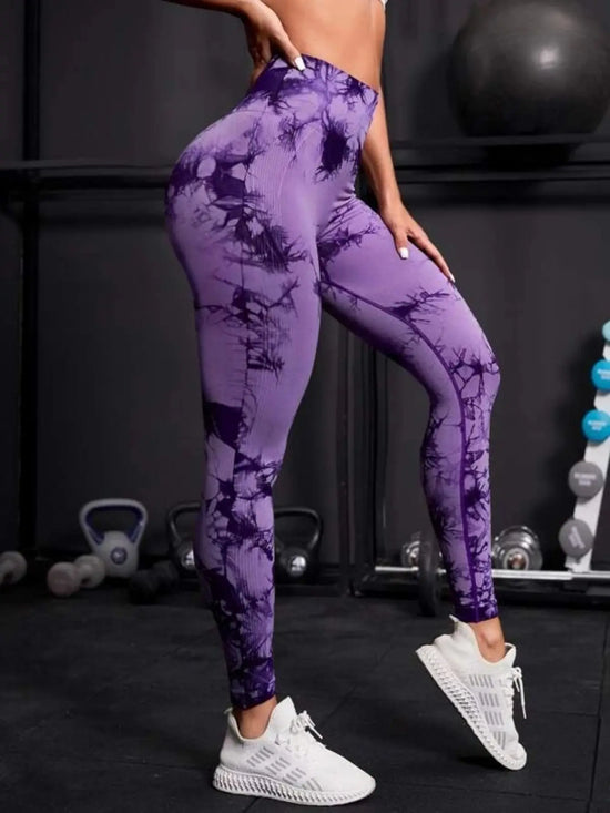 Seamless High Waist Leggings Women Tie Dye Leggings Fitness Sports Running Yoga Pants Hip Liftting Elastic Knitting Tights