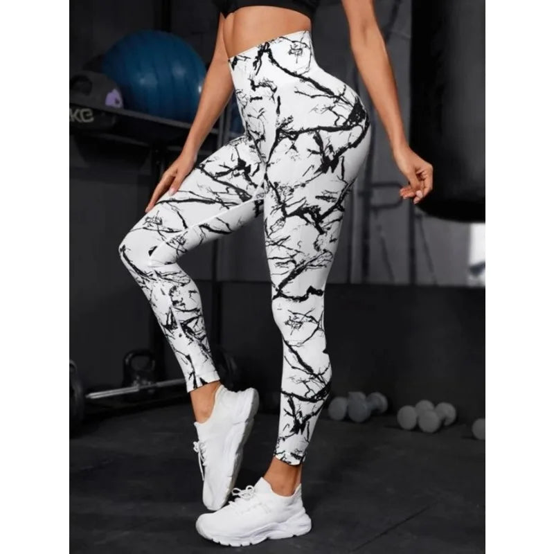 Seamless High Waist Leggings Women Tie Dye Leggings Fitness Sports Running Yoga Pants Hip Liftting Elastic Knitting Tights